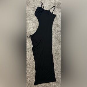 Fashion Love Women’s Black Side Cut Out Maxi Dress (PROM!) Size L